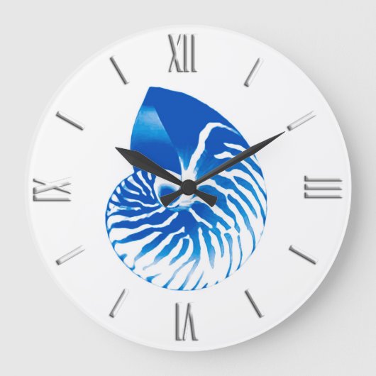 Nautilus shell - cobalt blue and white große wanduhr (Vorderseite)
