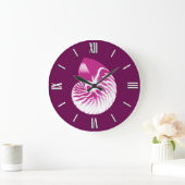 Nautilus shell - eggplant purple and white große wanduhr (Zuhause)