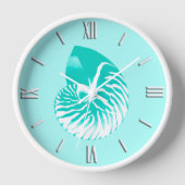Nautilus shell - turquoise, aqua and white uhr (Vorderseite)