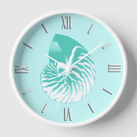 Nautilus shell - turquoise, aqua and white uhr (Vorderseite)