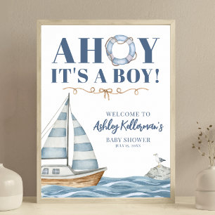 Nautisch Ahoy, es ist ein Junge - Babyparty Poster