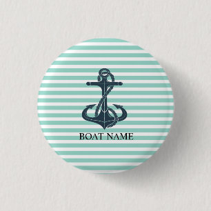 Nautisch,Anker,Mintgrüne Streifen Button