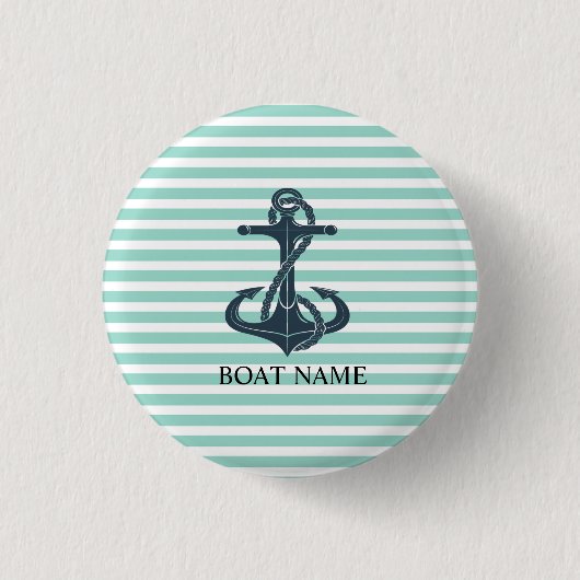 Nautisch,Anker,Mintgrüne Streifen Button (Vorderseite)