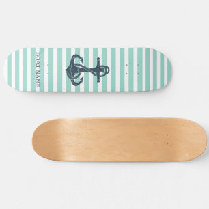 Nautisch,Anker,Mintgrüne Streifen Skateboard