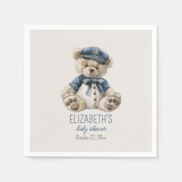 Nautisch Blau Baby Bär Baby Shower Serviette