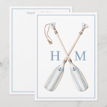 Nautisch Blau-Weiß gestreifte Boot Ruder Monogramm