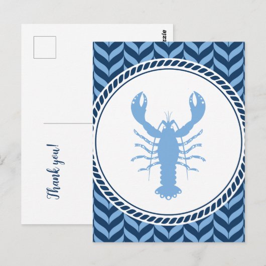 Nautisch Blaue Hummer Küste Postkarte (Vorne/Hinten)
