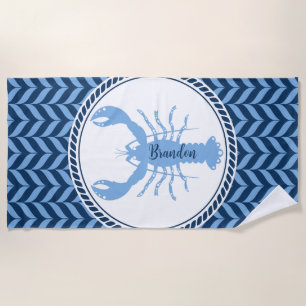 Nautisch blaue Hummer-Küsten-Badehandtuch-Set (Edi Strandtuch