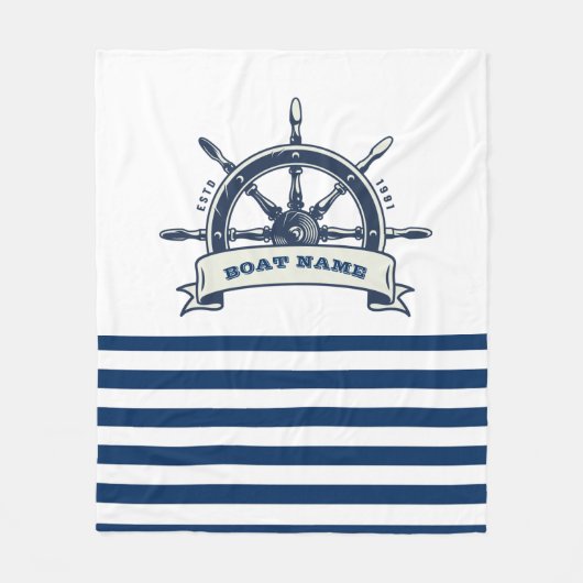 nautisch, Bootrad, blau-blaue Streifen Fleecedecke (Vorderseite)
