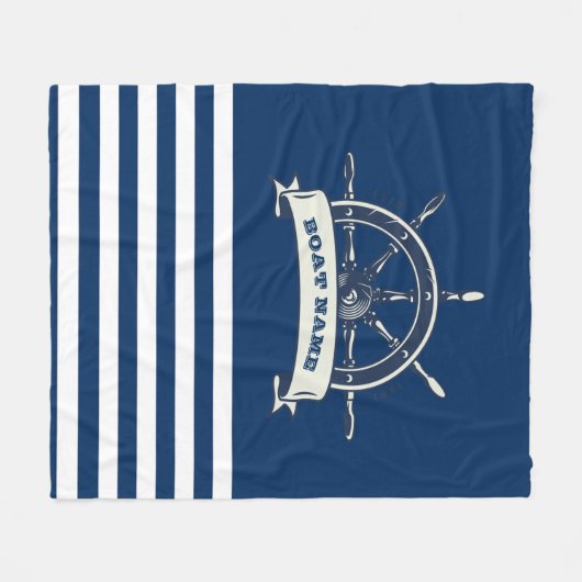 nautisch, Bootrad, Blaustreifen der Marine Fleecedecke (Vorderseite (Horizontal))