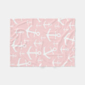 Nautisch erröten rosa u. weißes Ankermuster Fleecedecke (Vorderseite (Horizontal))