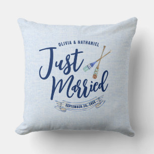 Nautisch Frisch Vermählt Navy Blau Schrift Kissen