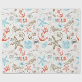 nautisch geschenkpapier (Flach)