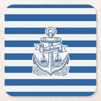 Nautisch gestreifter Anker Geburtstag Rechteckiger Pappuntersetzer