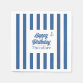 Nautisch gestreifter Anker Geburtstag Serviette (Vorderseite)