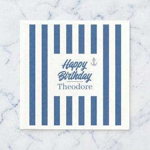 Nautisch gestreifter Anker Geburtstag Serviette