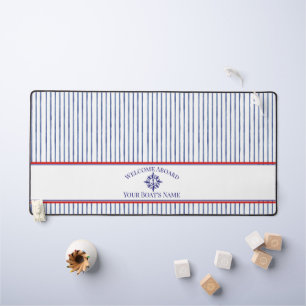 Nautisch gestreiftes Monogramm Bootsname Design Schreibtischunterlage