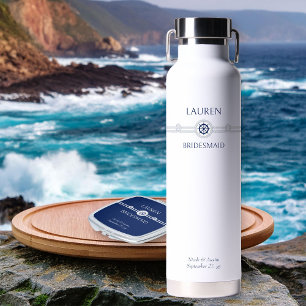 Nautisch inspirierte Hochzeit Blau-Weiße Brautjung Trinkflasche