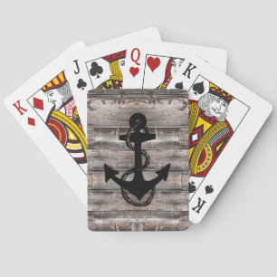 nautisch rustikaler hölzerner ANKER + Seil Spielkarten