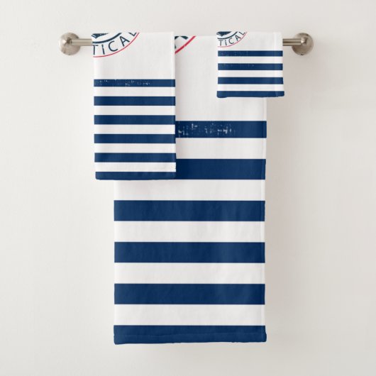 nautisch, Schiffsname, Anker Blaue Streifen Badhandtuch Set (Insitu)