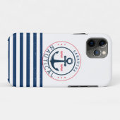 nautisch, Schiffsname, Anker Blaue Streifen Case-Mate iPhone Hülle (Rückseite (Horizontal))