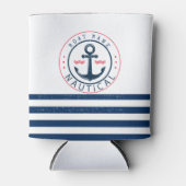 nautisch, Schiffsname, Anker Blaue Streifen Dosenkühler (Vorderseite)