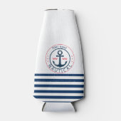 nautisch, Schiffsname, Anker Blaue Streifen Flaschenkühler (Vorderseite)