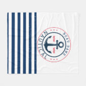 nautisch, Schiffsname, Anker Blaue Streifen Fleecedecke (Vorderseite (Horizontal))