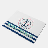 nautisch, Schiffsname, Anker Blaue Streifen Fußmatte (Schrägansicht)