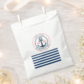 nautisch, Schiffsname, Anker Blaue Streifen Geschenktütchen (Ausgeschnitten)
