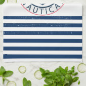 nautisch, Schiffsname, Anker Blaue Streifen Geschirrtuch (Gefaltet)