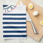 nautisch, Schiffsname, Anker Blaue Streifen Geschirrtuch (Viertel Falte)