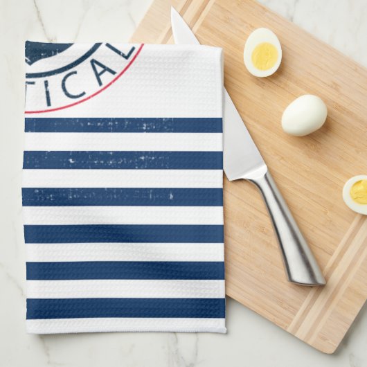 nautisch, Schiffsname, Anker Blaue Streifen Geschirrtuch (Viertel Falte)