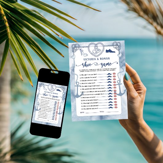 Nautisch The Shoe Game Brautparty Hochzeitskarte Einladung