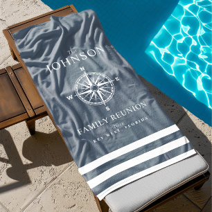 Nautisch thematischer Kompass Schieferblau Strandtuch