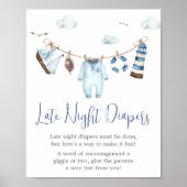 Nautische Ahoy-Babydusche Spät-Night Diapers Poster (Vorne)