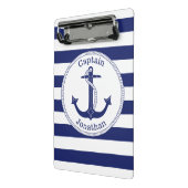 Nautische Anchor Navy Blue Captain Personalisiert Mini Klemmbrett (Gewinkelt2)