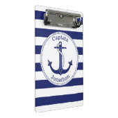 Nautische Anchor Navy Blue Captain Personalisiert Mini Klemmbrett (Schrägansicht)