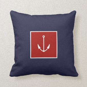 Nautische Anchor-Navy Blue-Red-Throw-Pilze Kissen