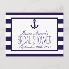 Nautische Anker Brautparty Stripe Einladungspostkarte