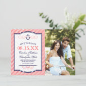 Nautische Anker-Foto der Marine und Korallen Save  Save The Date (Stehend Vorderseite)