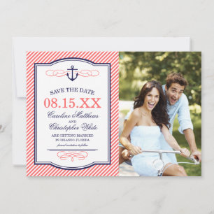 Nautische Anker-Foto der Marine und Korallen Save The Date