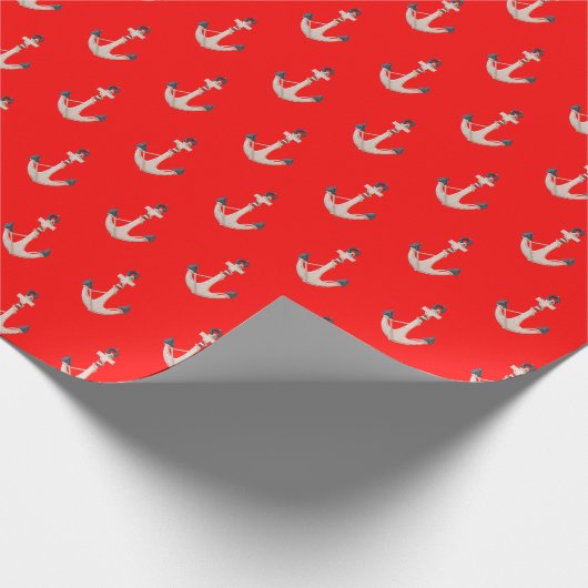 nautische Anker in roter Farbe Geschenkpapier (Ecke)