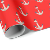 nautische Anker in roter Farbe Geschenkpapier (Rolleneckpunkt)