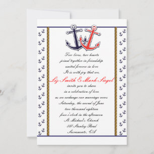Nautische Anker-Liebe-Hochzeitspaar-Einladung Einladung