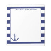 Nautische Anker-Marschstreifen Personalisiert 5,5 Notizblock (Vorderseite)