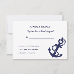 Nautische Anker-mit-Seil-Hochzeitseinladung RSVP Karte