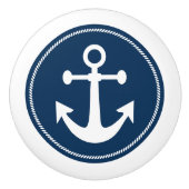 Nautische Anker mit Seile auf Navy Blue Keramikknauf (Vorderseite)