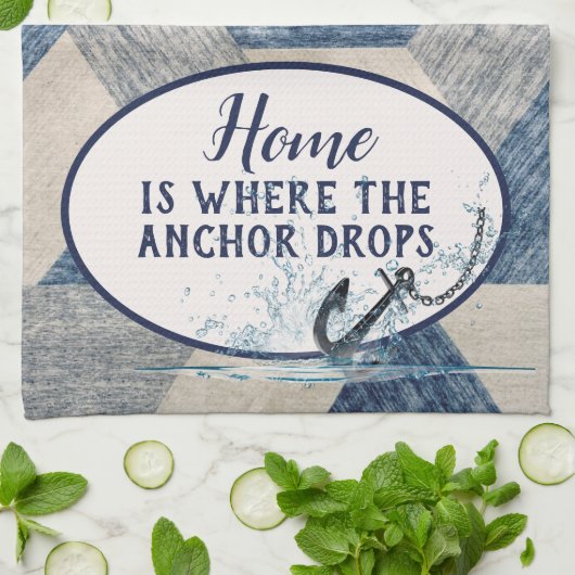 Nautische Anker mit Zitat Geschirrtuch (Gefaltet)