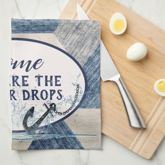 Nautische Anker mit Zitat Geschirrtuch (Viertel Falte)